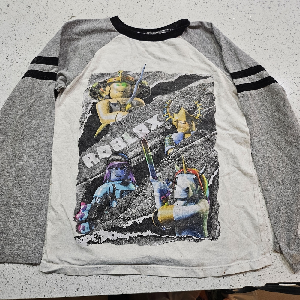 Roblox Kids Long Sleeve Raglan Tee - Gray & White